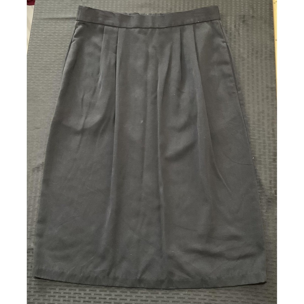 Vintage Custom Collection Skirt Womens 14 Black‎ Pleated Pockets Workwear USA